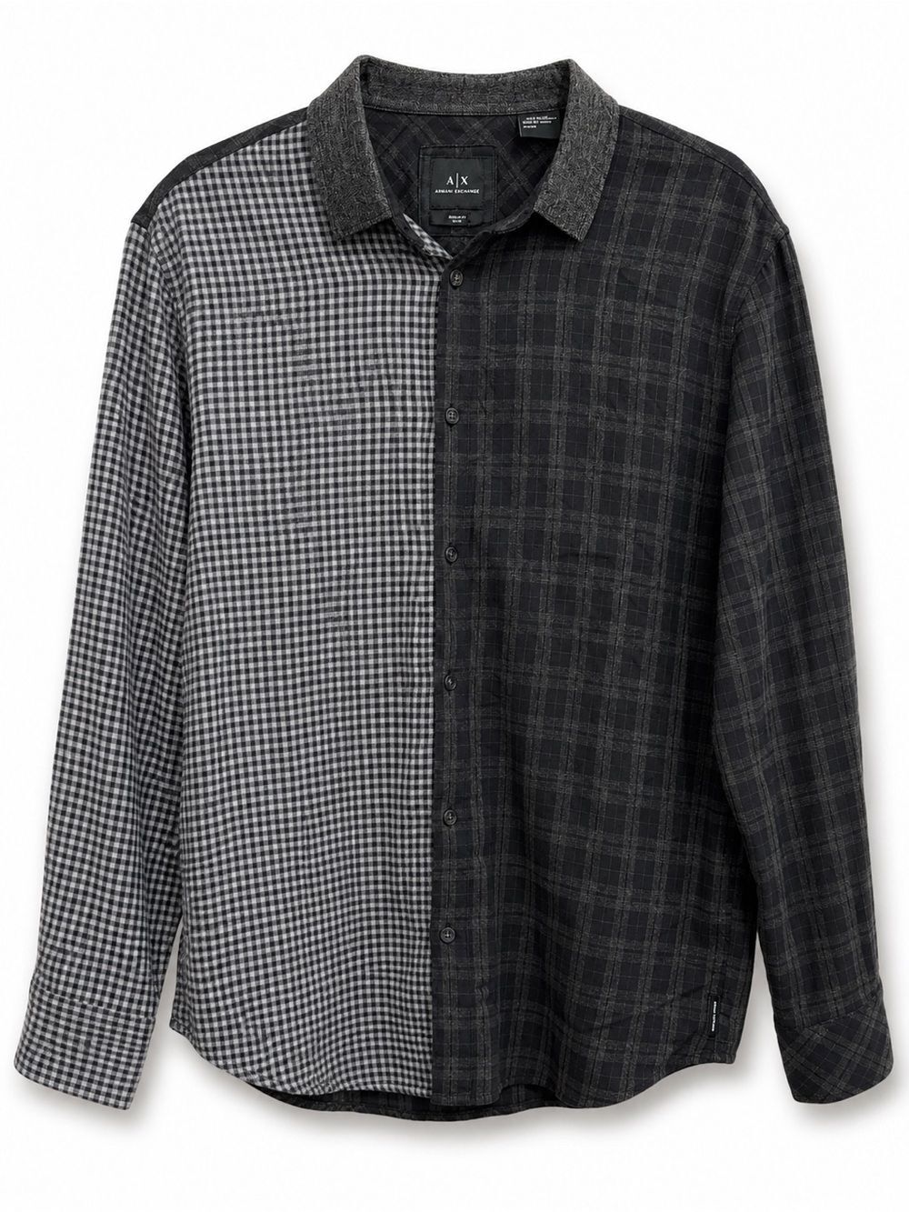 A/X Armani Exchange Black & Gray Plaid Button-Up Shirt